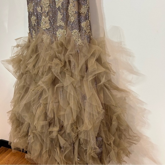 JOVANI PROM 6534 Strapless beaded glitter champagne & toffee gown size 8 - Picture 14 of 16